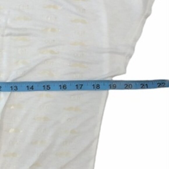 PINK BERRY Mustache Oui Top Women's Size Medium Gold White Novelty Print - Picture 3 of 7